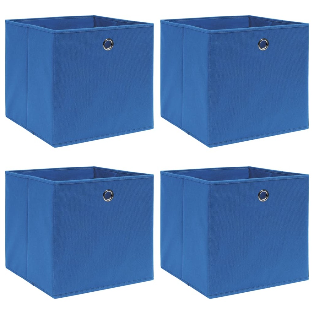 Boîtes de rangement 4 pcs bleu 32x32x32 cm tissu