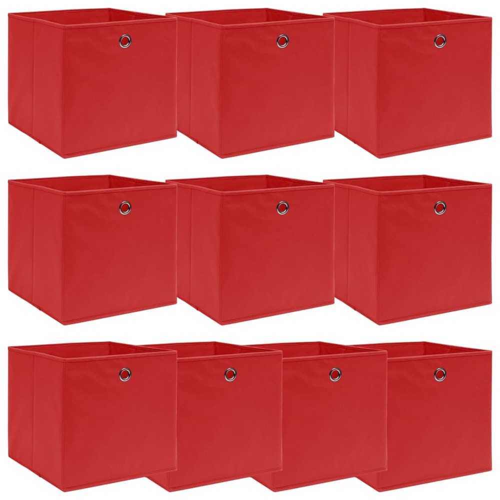 Boîtes de rangement 10 pcs rouge 32x32x32 cm tissu