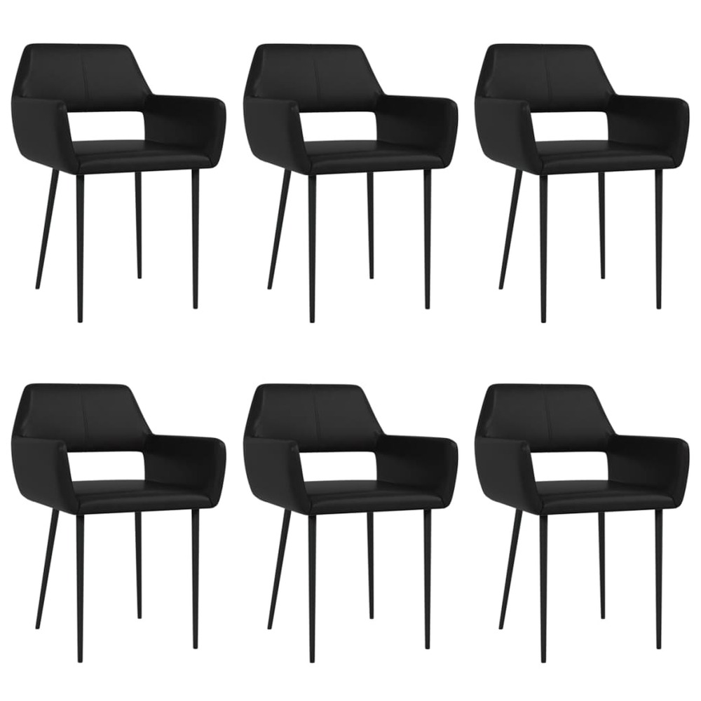 Chaises de salle à manger 6 pcs noir similicuir