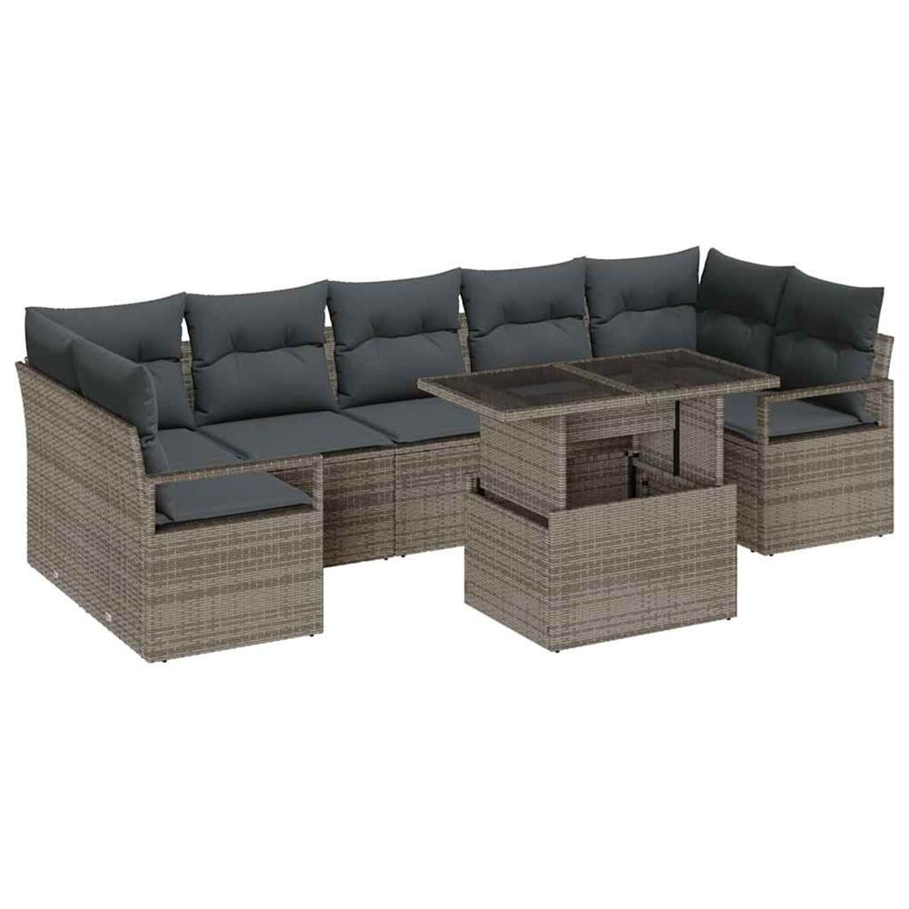 Ensemble de canapé de jardin 8 pc gris poly rotin