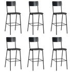 Chaises de bar lot de 6 noir contreplaqué solide et acier