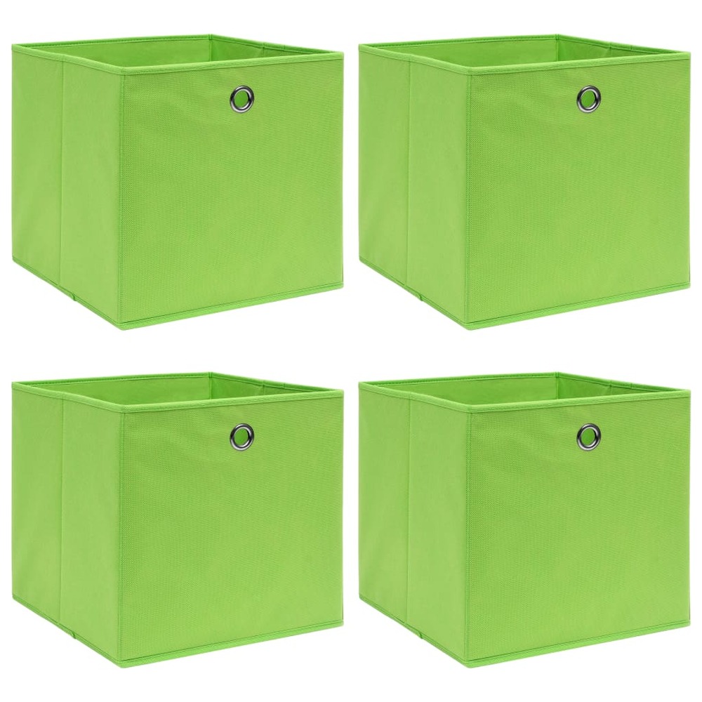 Boîtes de rangement 4 pcs vert 32x32x32 cm tissu