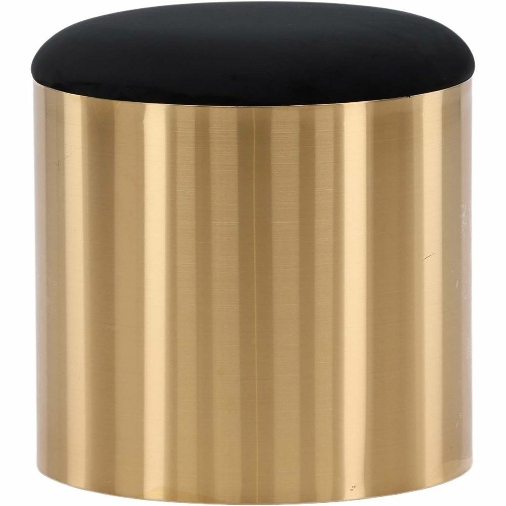 Pouf avec coussin en velours noir et cuivré puff 45 cm