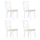 Chaises à manger lot de 4 blanc/bois clair bois d'hévéa massif