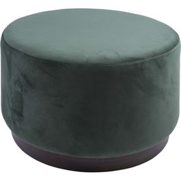 Pouf Rond Velour Grand pouf rond en velours et bois vert foncé | Truffaut