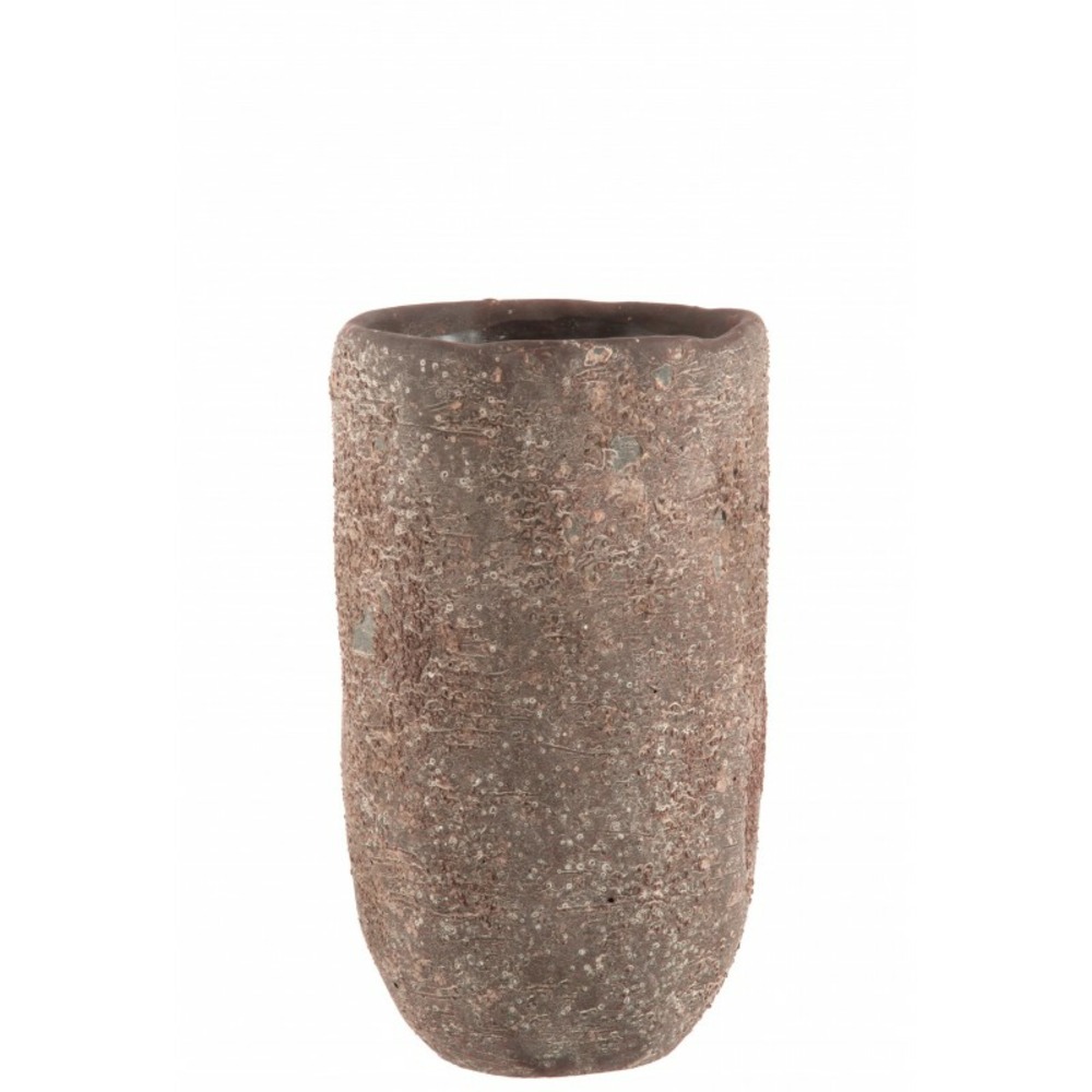 Vase rond ciment marron small