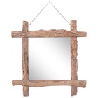 Miroir à bûches naturel 70x70 cm bois de récupération massif