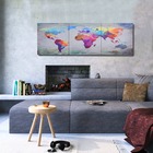 Jeu de tableau sur toile carte du monde multicolore 120x40 cm