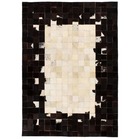 Tapis cuir véritable patchwork 80 x 150 cm carré noir/blanc