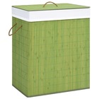 Panier à linge avec 2 sections bambou vert 100 l