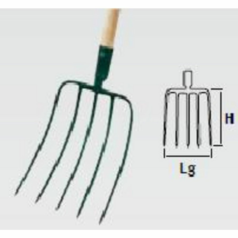 Fourche à fumier douille 5 dents 30cm sans manche