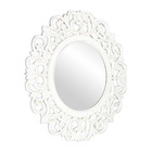 Miroir rond en bois sculpté blanc 60 cm