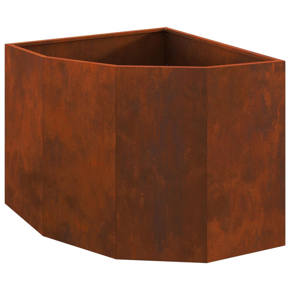 Jardinière d'extérieur d'angle rouillé 60 x 60 x 50 cm acier patiné
