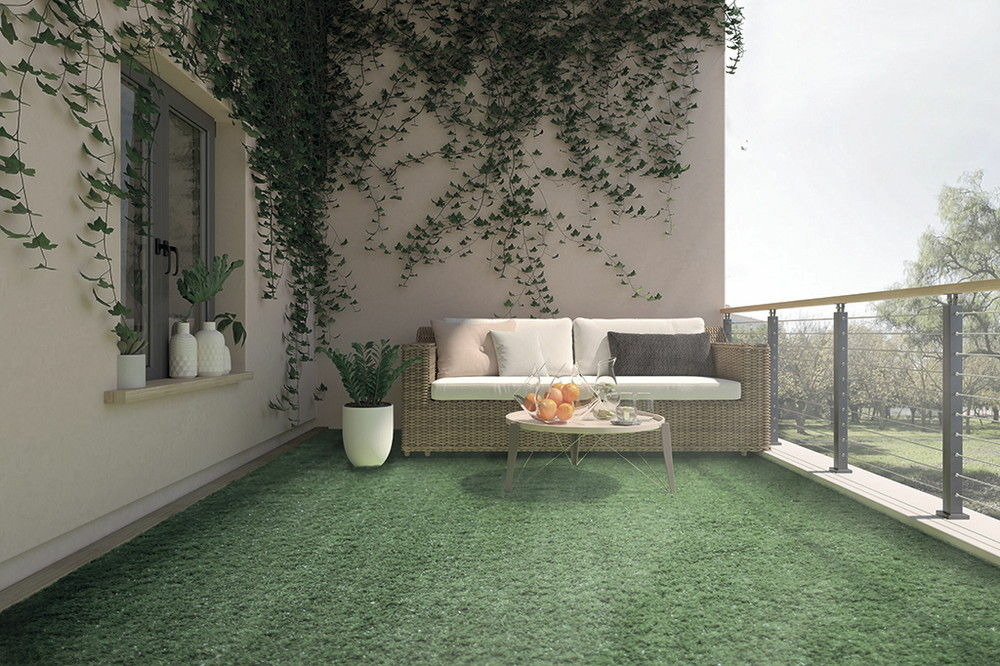 Moquette synthétique lubeck pro vert - 1 x 5 m - pp fibrillé 15 mm de haut