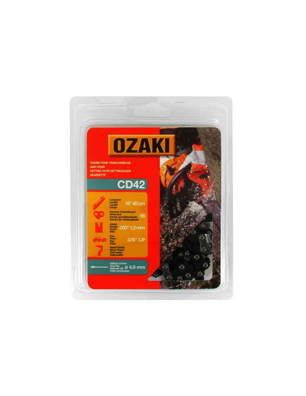 Chaîne de tronçonneuse ozaki sous coque semi carrée: 3/8''lp 050 (1,3mm) 56 entraîneurs ( e56 )