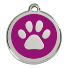 Plaque d'identification pour collier  empreinte d'animal violet taille m (ø 30 mm)