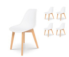 Lot de 4 chaises blanches style scandinave modèle gabby - coque en résine blanche et pieds en bois naturel