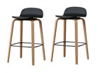Lot de 2 tabourets style scandinave assise noire, pieds en métal - hauteur 66cm