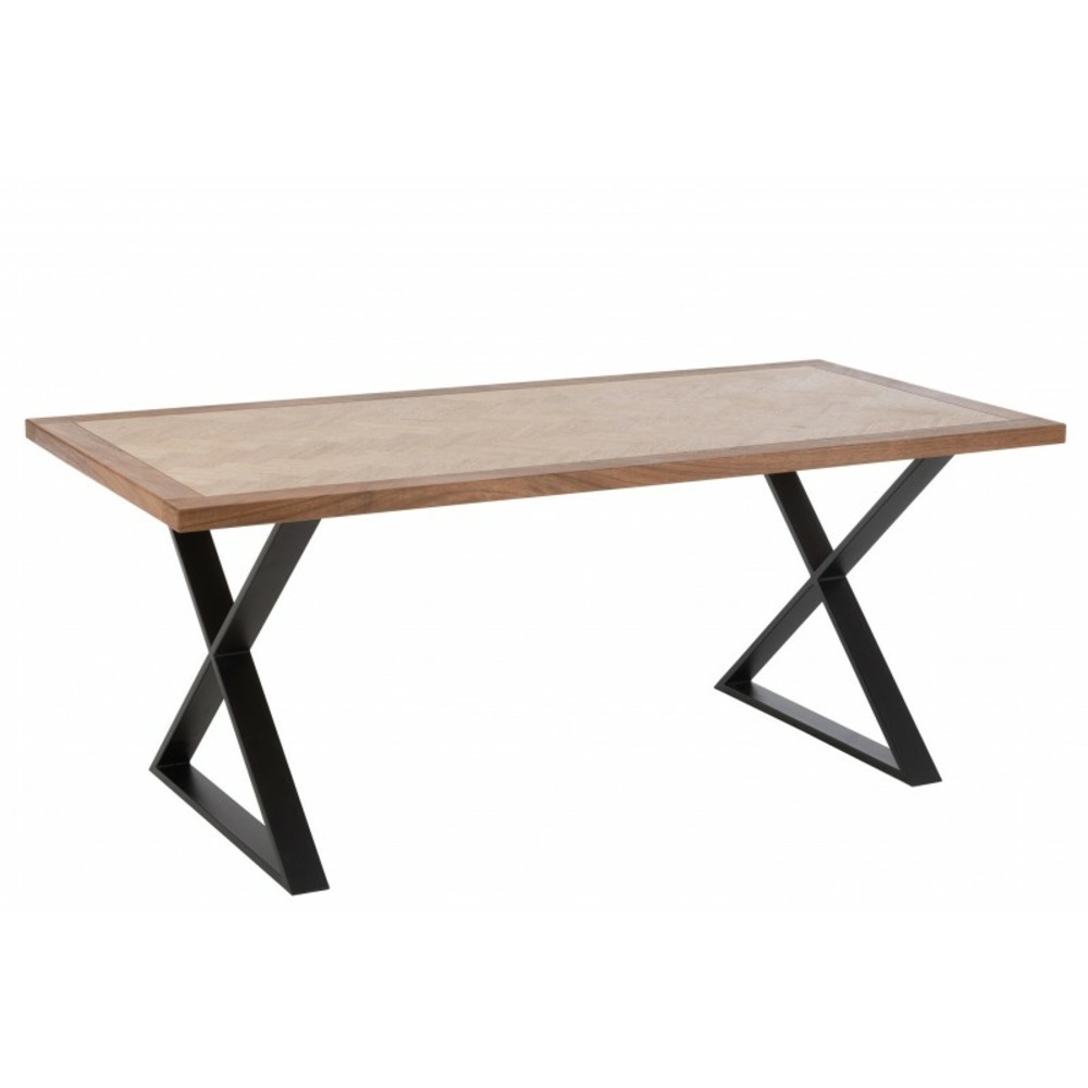 Table à manger en bois et métal noir 200x95x79cm