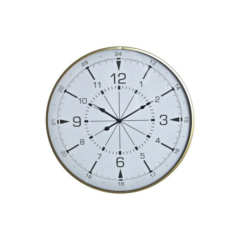 Horloge murale verre doré métal blanc boussole (60 x 3 x 60 cm)
