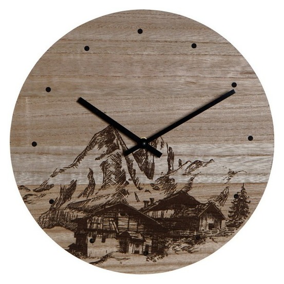 Horloge murale 8424001759712 noir bois bois mdf montagne 30 x 30 x 1,5 cm