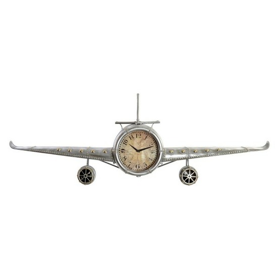 Horloge murale avion métal verre (141 x 20 x 46.5 cm)