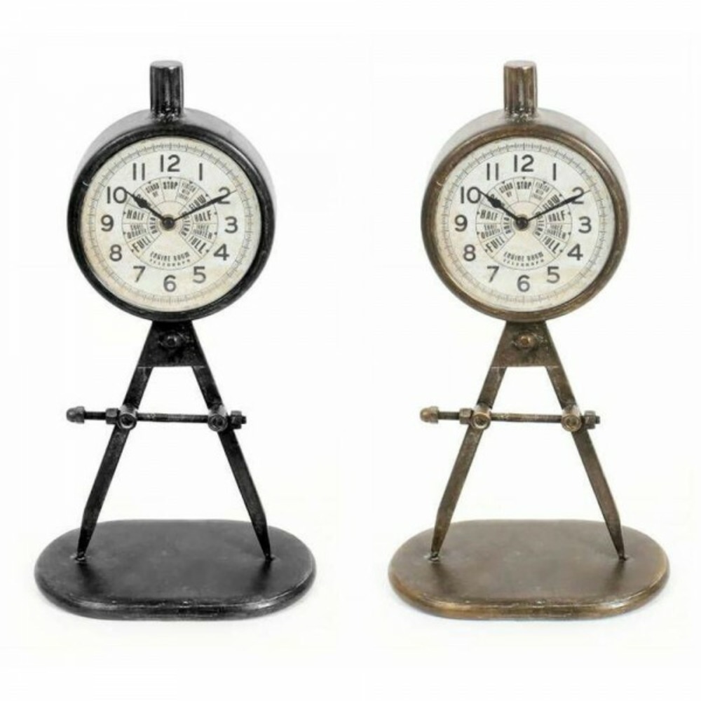 Horloge de table  noir doré fer pvc loft (17 x 8 x 31 cm) (2 unités)