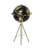 Objet déco globe noir et doré sur pied métal doré h 79 cm