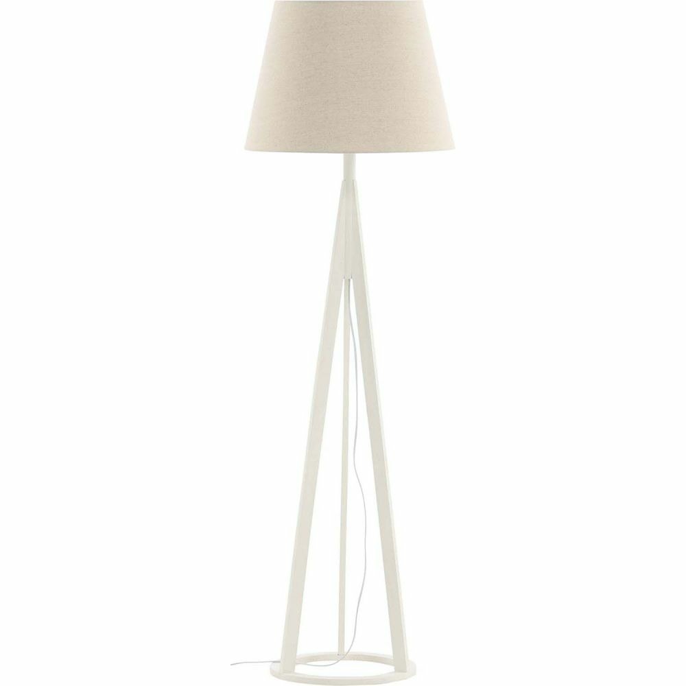 Lampadaire en hévéa et lin kona