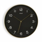 Horloge murale noir doré pu (30,5 x 4,3 x 30,5 cm)