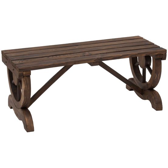 Banc de jardin en bois résistant aux intempéries, style rustique, marron