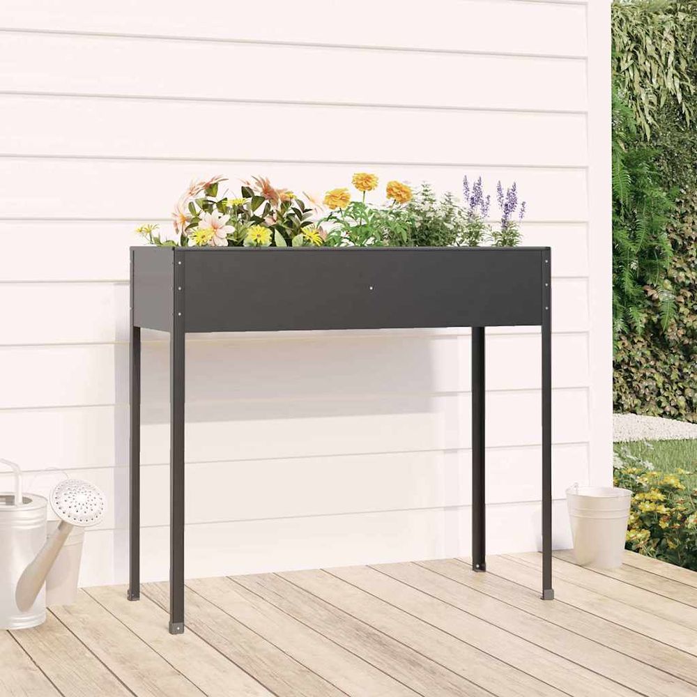 Carré potager sur pieds acier galvanisé 100x40x90 cm anthracite