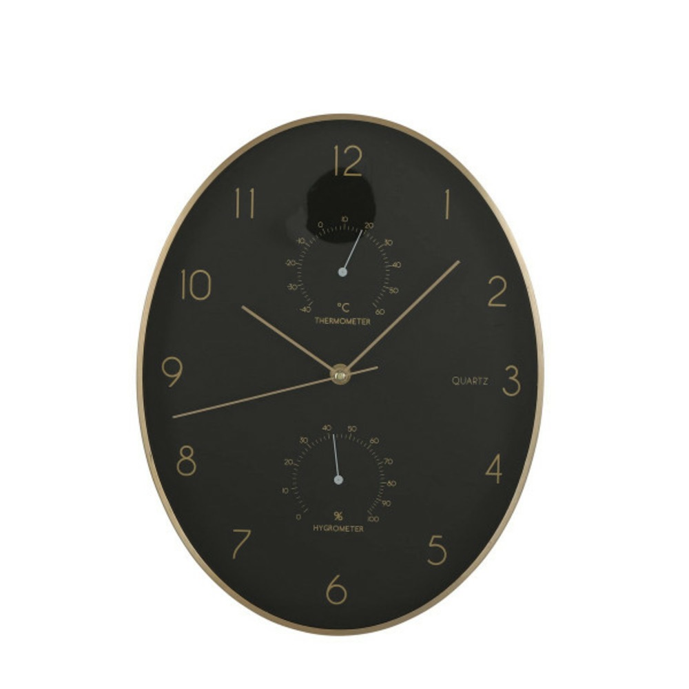 Horloge murale  andy noir doré oblongue aluminium (ø 35 x 4.5 cm)