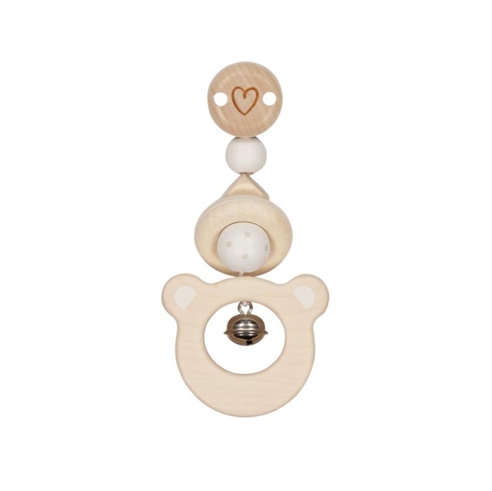 Hochet en bois avec clip ours