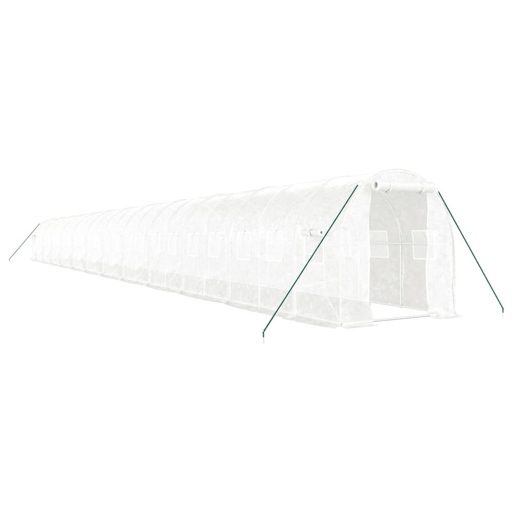 Serre avec cadre en acier blanc 48 m² 24x2x2 m