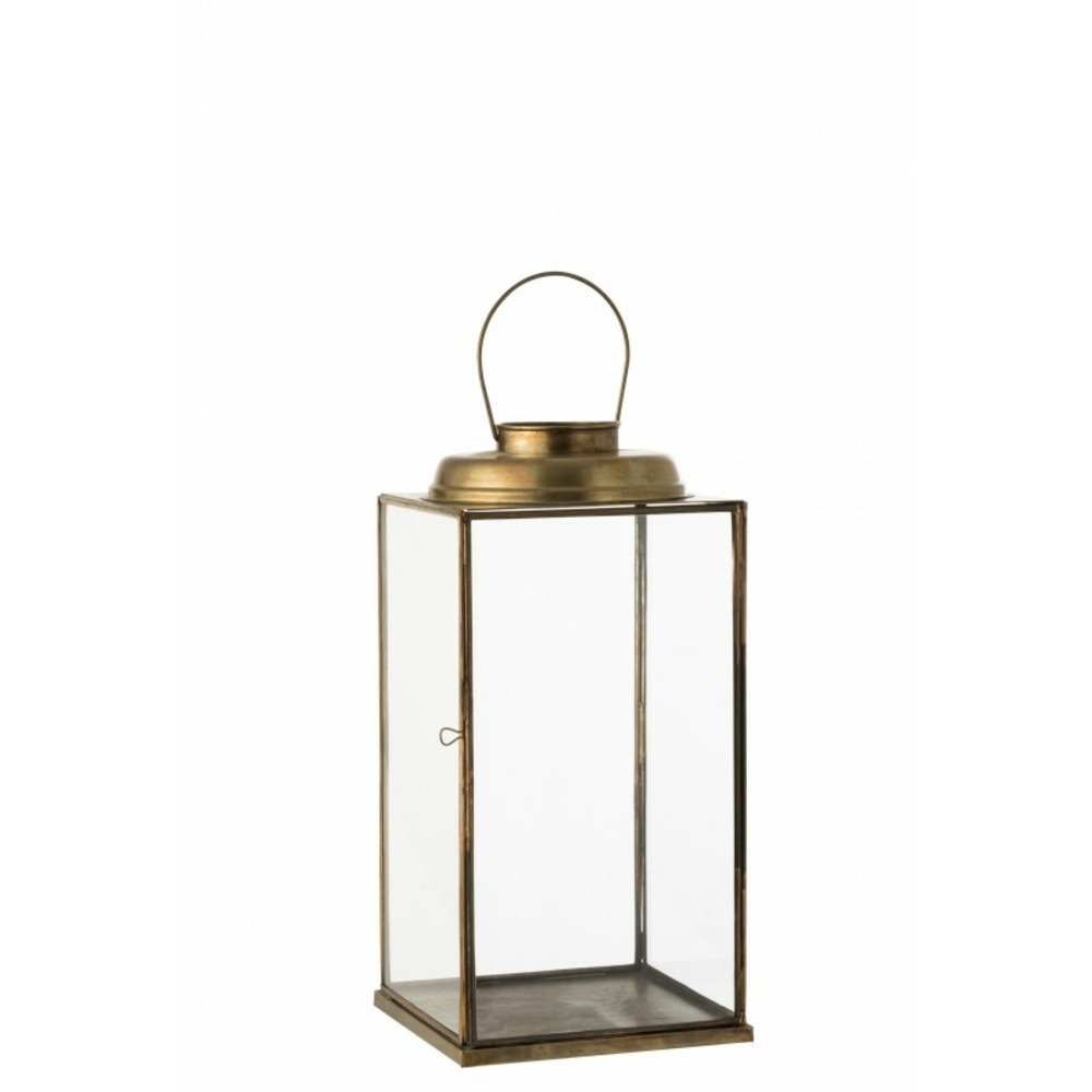 Lanterne carrée en métal bronze 23x23x48 cm