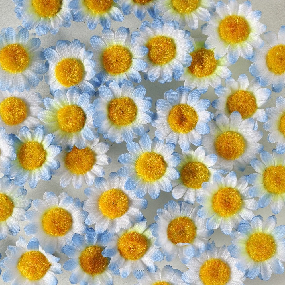 Tetes de marguerite artificielles Bleu ciel
