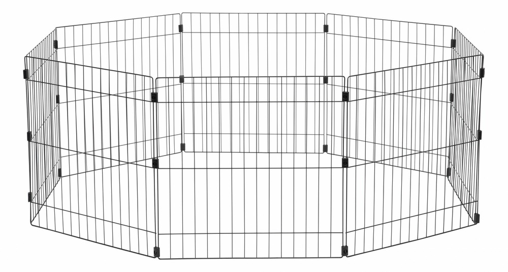 Parc à chiot/enclos extérieur, connecteurs de montage, modulable, pour chien - wire pet circle - wpc-24, noir