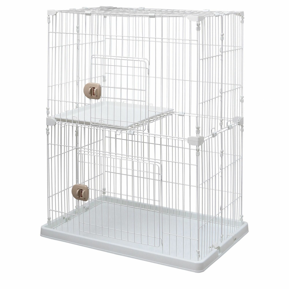 Pet cage / cage de jeu , 1 plateau,  2 entrées, pour chats - pet cage - pec-902, blanc