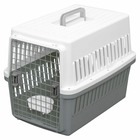 Caisse de transport & laisses, emboîtable, bol inclus, pour chat & chien max 20 kg - air travel carry - atc-670, gris