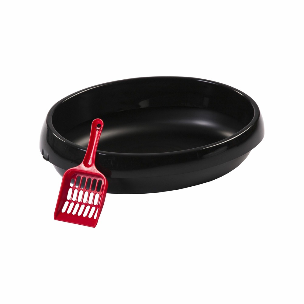 Bac à litière, intérieur poli, compact, pelle incluse, pour chat - cat toilet - pne-480, noir