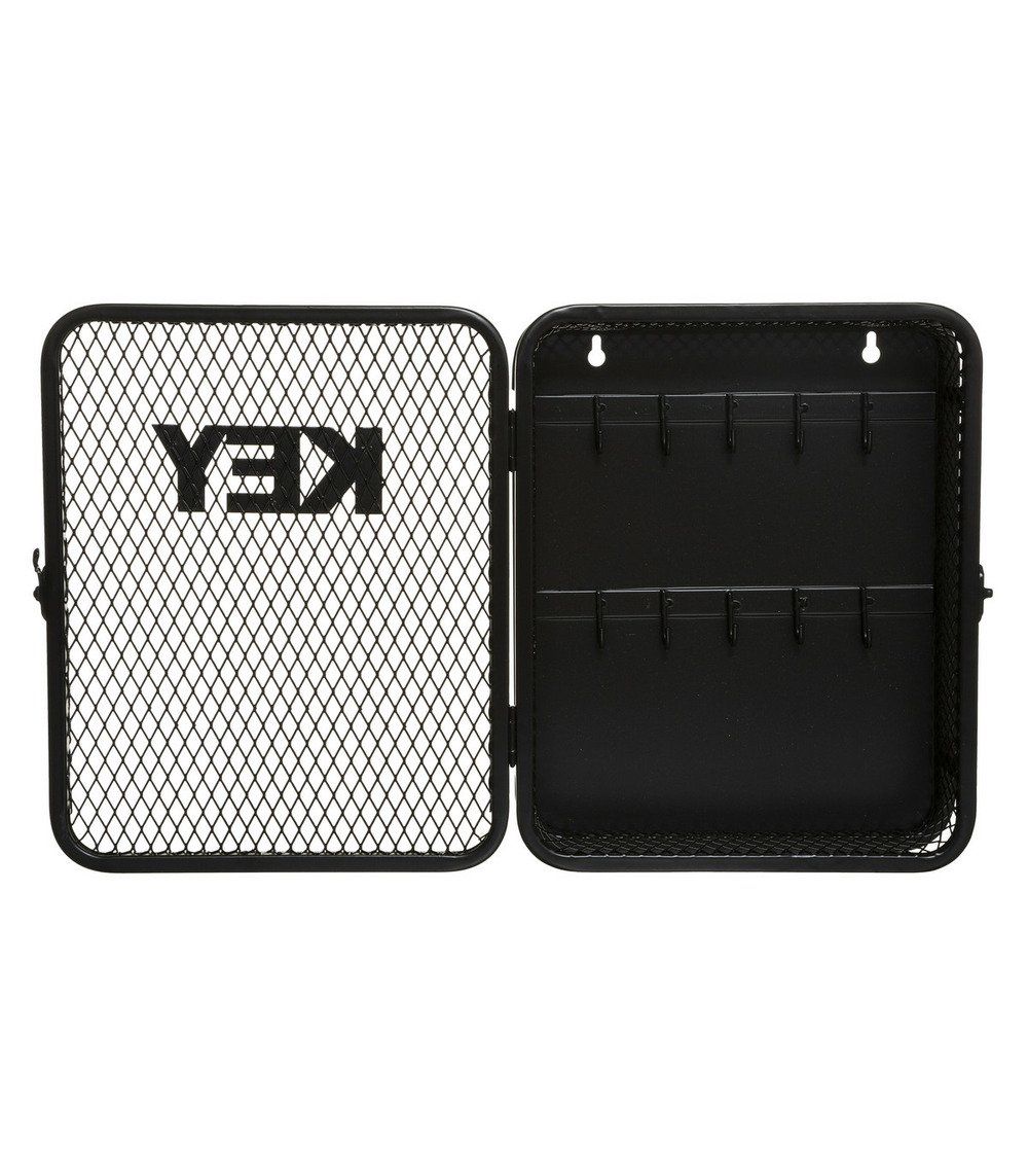 Boîte à clé murale en métal noir 26 x 32 cm