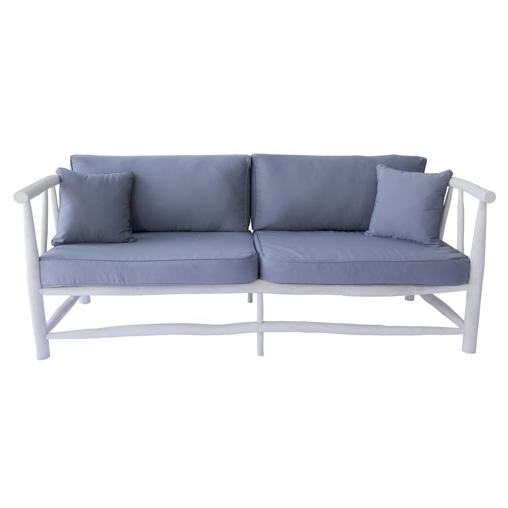 Fauteuil 3 personnes en teck naturel avec coussin tika