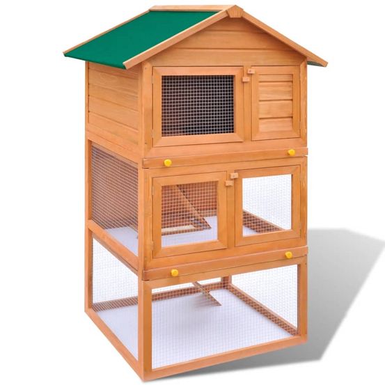 Clapier d'extérieur cage en bois 3 niveaux