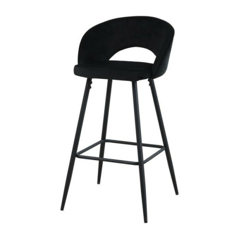 Tabourets - chaises lot de 2  de bar - métal & velours noir - 44x52x97cm - clars