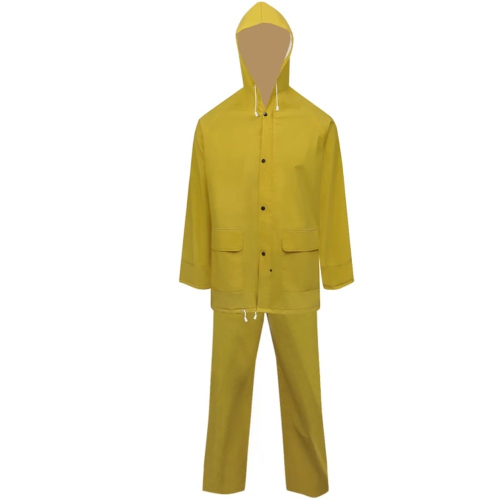Combinaison de pluie imperméable 2 pcs avec capuche jaune xl