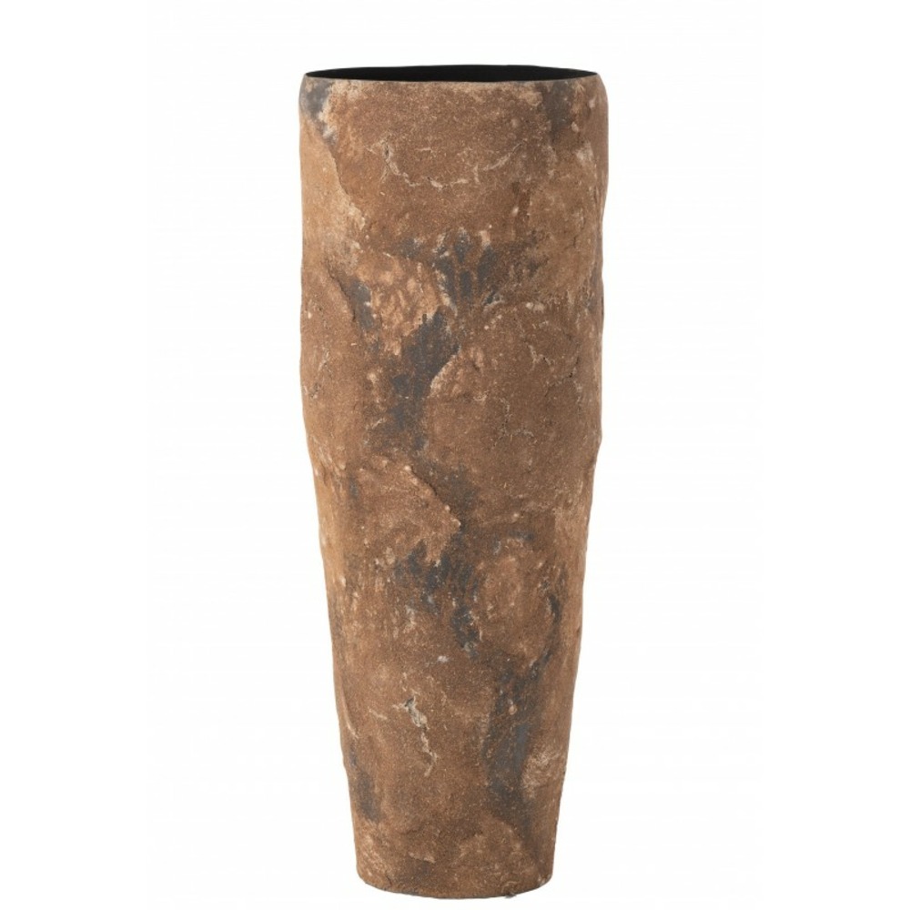 Vase cylindrique rugueux en métal marron 25x25x71cm