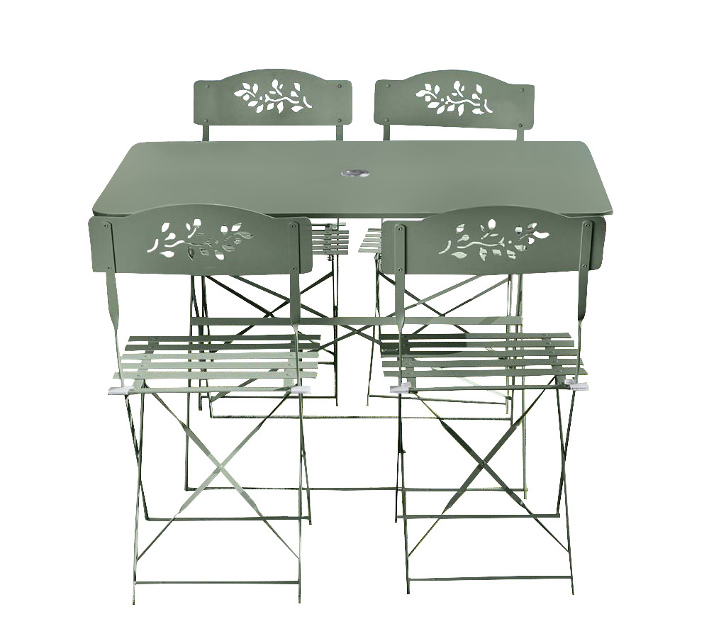 Venone - ensemble table et chaises de jardin - 4 places - vert amande
