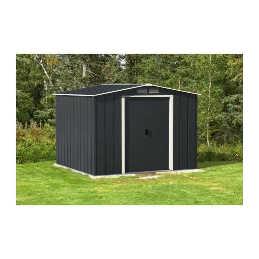 Abri de jardin en métal 6,36 mu00b2 - kit ancrage inclus - gris anthracite