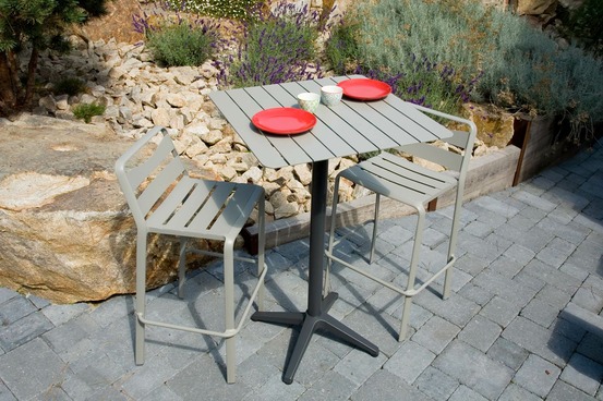 Ensemble mange-debout SPRING en aluminium pour 2 personnes, GRIS PIERRE